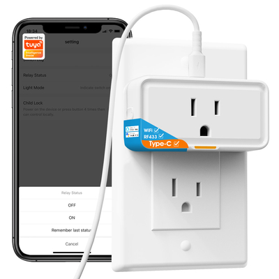 Tuya prise de courant Moniteur de prise de courant APP Voix fonctionne avec Alexa Google Home Smart Type c prise de courant WiFi RF433
