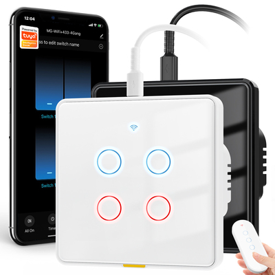 Tuya commutateur Wifi Type c Timing App de voix Google Home Smart Home UE Light Touch Wall WIFI RF433 110-240v Commutateur Alexa