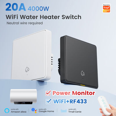 acheter 20A WiFi RF433 Commutateur pour chauffe-eau Tuya Smart Home 4000W Temps de compte à rebours Commutateur mural sans fil APP Contrôle vocal avec Alexa Google Home fabrication en ligne