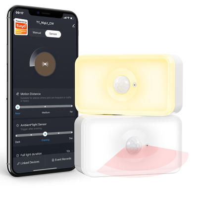 Bon prix Tuya capteur de mouvement LED PIR WiFi Capteur de mouvement du corps humain Blanc chaud à double couleur de type c Capteur de lumière de nuit en ligne