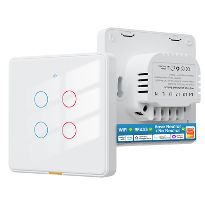 Bon prix Tuya commutateur WiFi RF433 contrôle Timing Application vocale Alexa, Google Home Smart Home Pas de fil neutre Commutateur mural WiFi UE en ligne