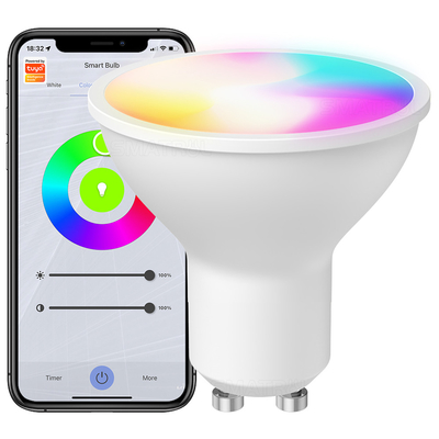 Bon prix Smart Bulb RGBCW 5W Lampes atténuées Commande à distance Travailler avec Alexa Google Home Tuya GU10 WiFi Smart Light ampoules LED en ligne