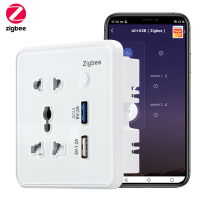 Bon prix Zigbee Wall Smart Socket verre trempé chargeur rapide rapide 3.0 usb chargement à temps Google Home Alexa TuyaUS UE UK Plug en ligne