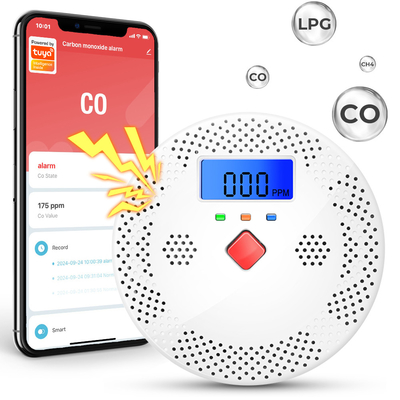 Bon prix Tuya Wifi Détecteur de monoxyde de carbone Moniteur intelligent de la qualité de l'air CO Détecteur d'alarme de lumière sonore LCD affichage numérique Testeur de qualité de l'air à domicile en ligne