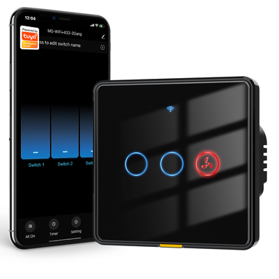 Bon prix Tuya Smart WiFi RF433 Commutateur de chronomètre pour ventilateur et lampe suspendue Pas besoin de fil neutre, commutateur mural de commande vocale en ligne